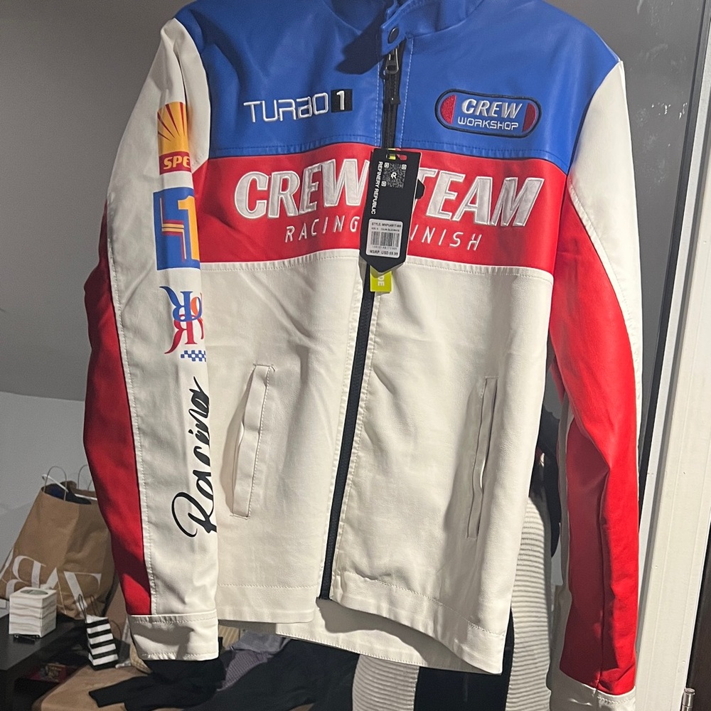 Crew Team Racing Colorblock Bomber Jacket - Blue/Red/White